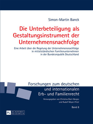 cover image of Die Unterbeteiligung als Gestaltungsinstrument der Unternehmensnachfolge
